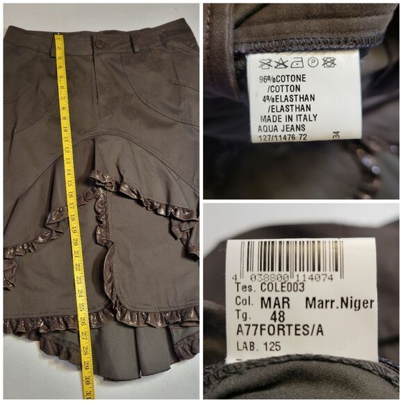 Italian Y2K Choclate Brown Ruffled Skirt and Blazer Set Steampunk Dark Academia - Picture 16 of 16